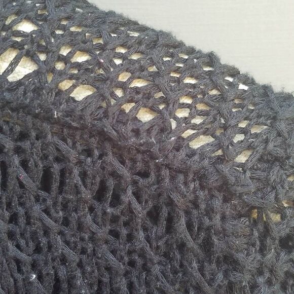 Kiehls Black Crocheted Open Front Sweater Size S?M - Picture 5 of 8